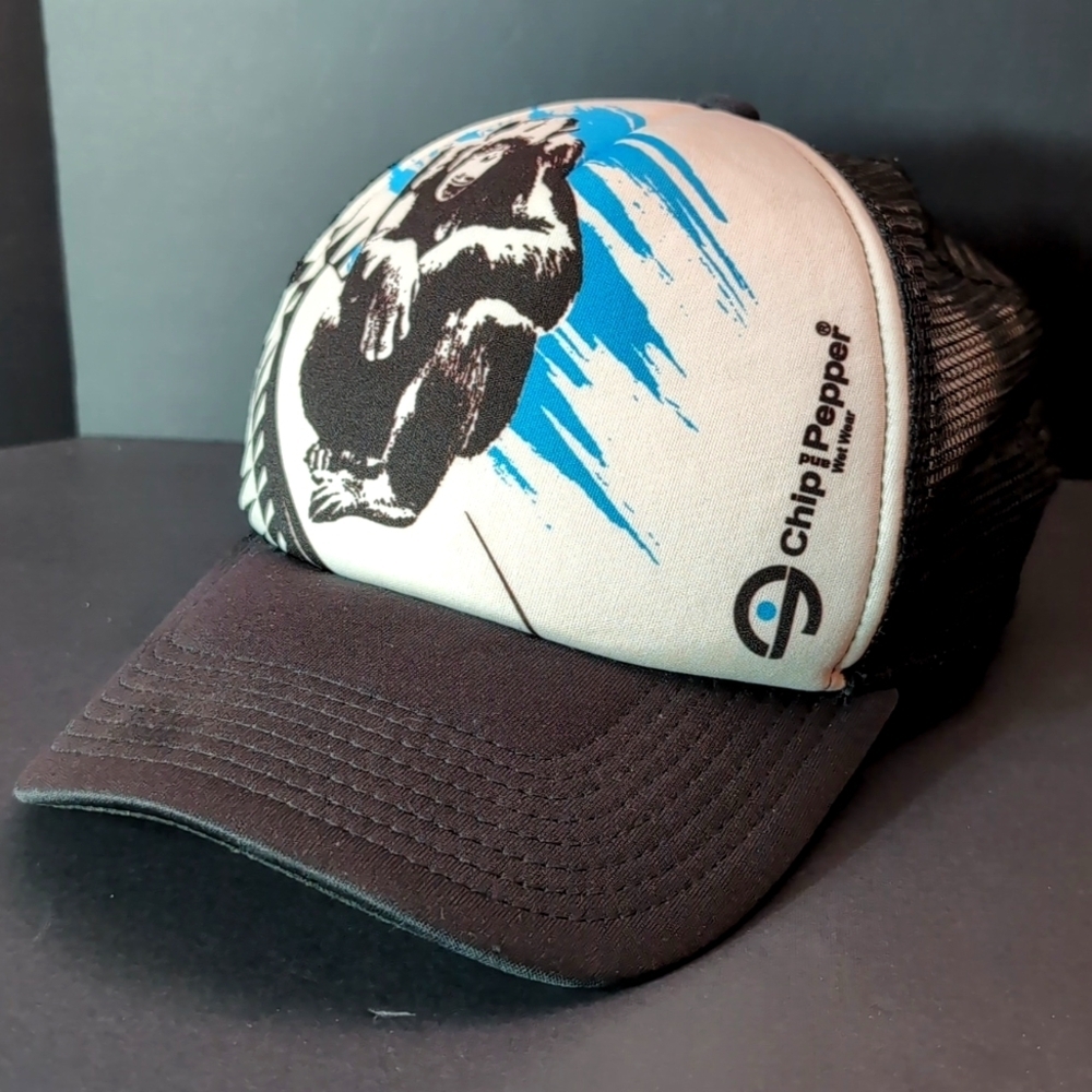 Chip & Pepper Wet Gear Ape Back/White Snapback Trucker Hat.